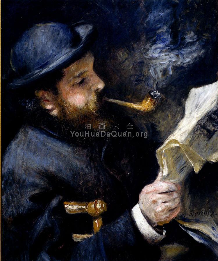 Claude Monet Reading A Newspaper - 皮埃尔·奥古斯特·雷诺阿
